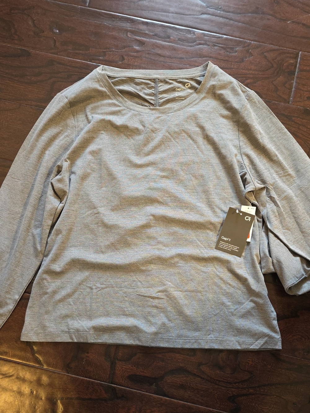 GAP Heathered Gray Long Sleeve Crew Top